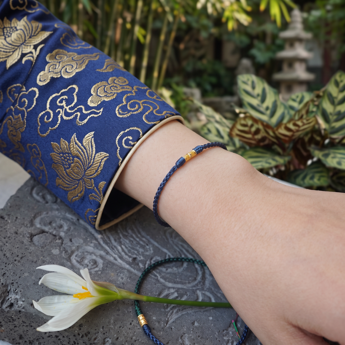 24K 999 Gold Minimal Lucky Fortune Charm Cord Bracelet