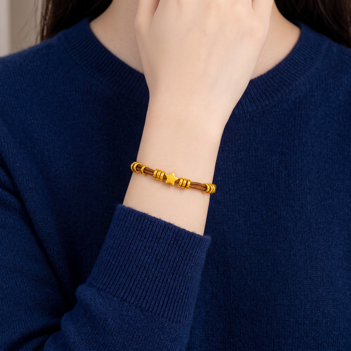 24K 999 Gold Mini Star Charm Beads Bracelet