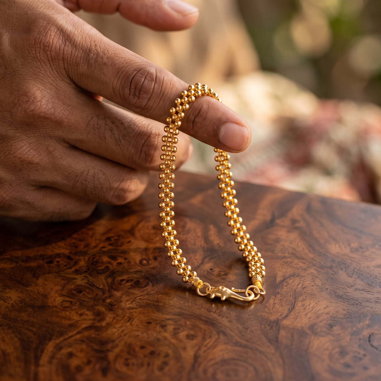 24K 999 Fine Gold 2mm Beads Minimal Style Bracelet