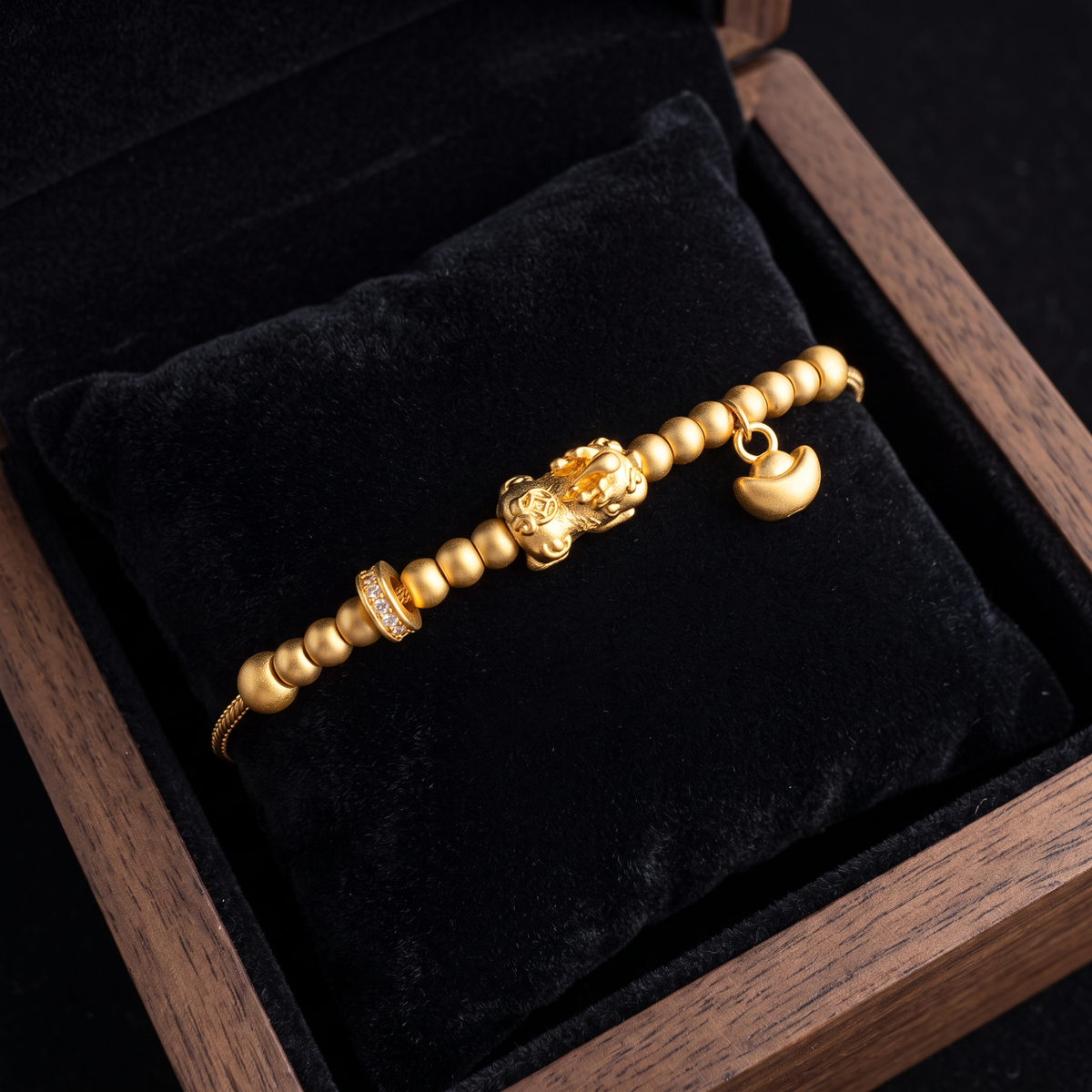 24K 999 Gold Pixiu Ingot Charms Fortune Bracelet