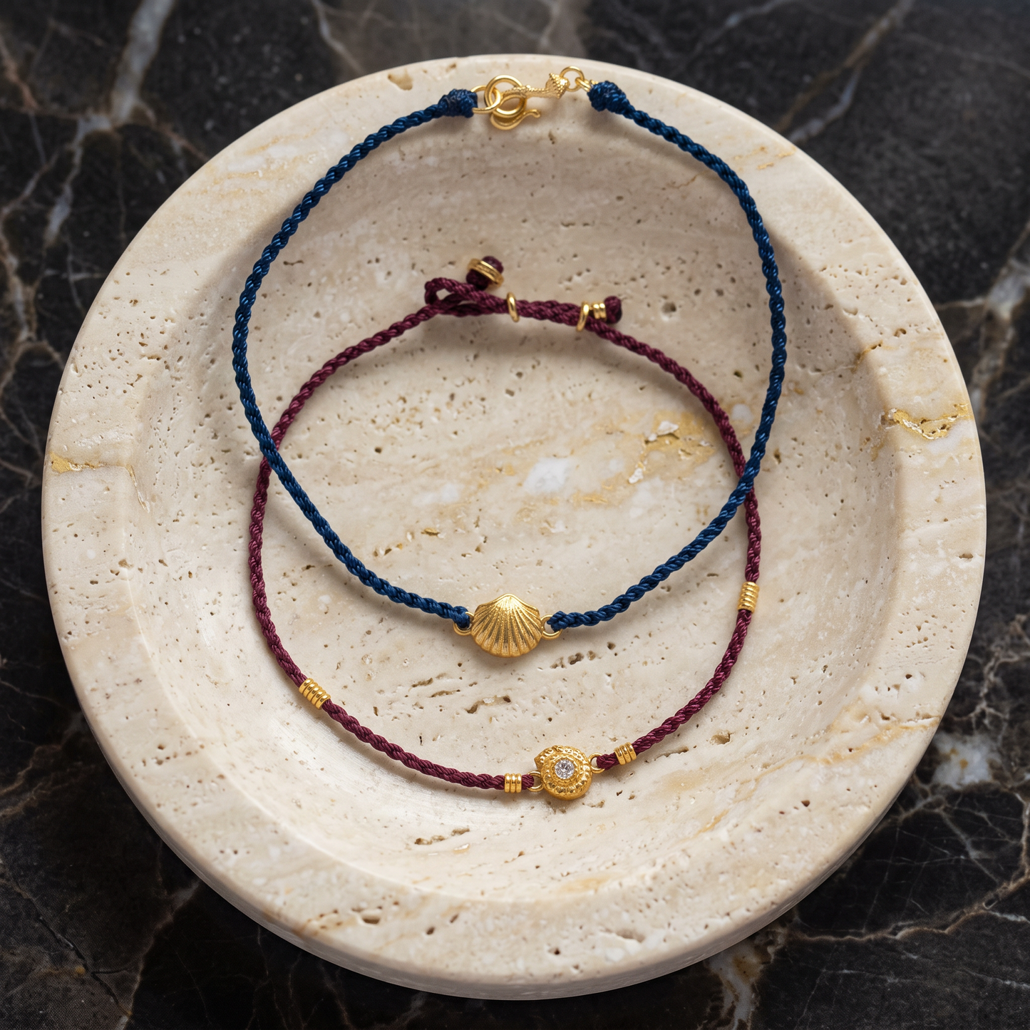 24K Fine 999 Gold Ocean Theme Shell Conch Charm Bracelet