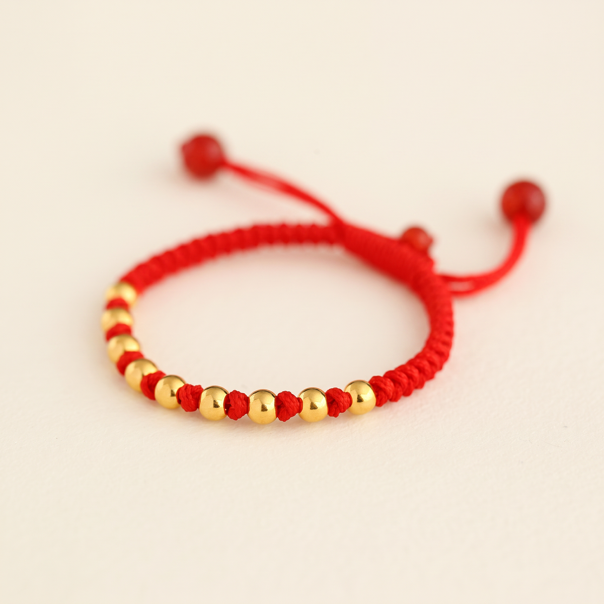 24K 999 Gold Lucky Beads Charm Adjustable Bracelet Babyshower Kid Birthday Gift Newborn