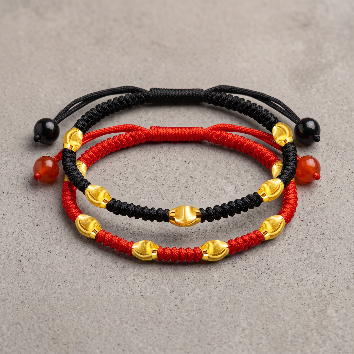 24k 999 Gold Lucky Bead Woven Bracelet Couple Matching Gift