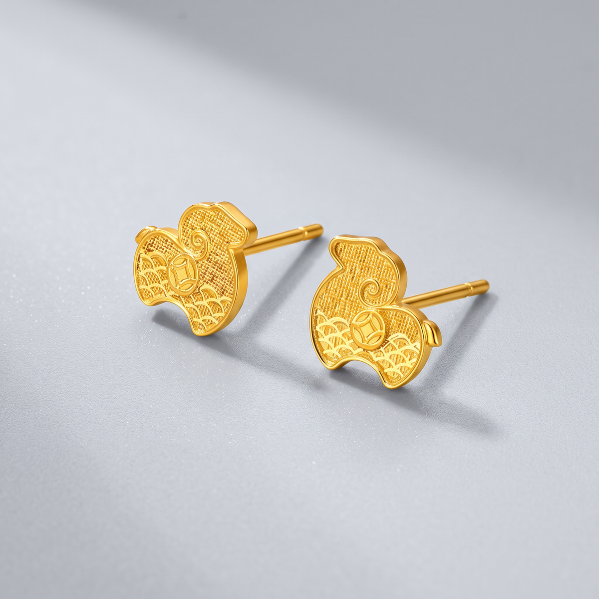 Genuine 24K Gold Sheep Goat Zodiac Stud Earrings