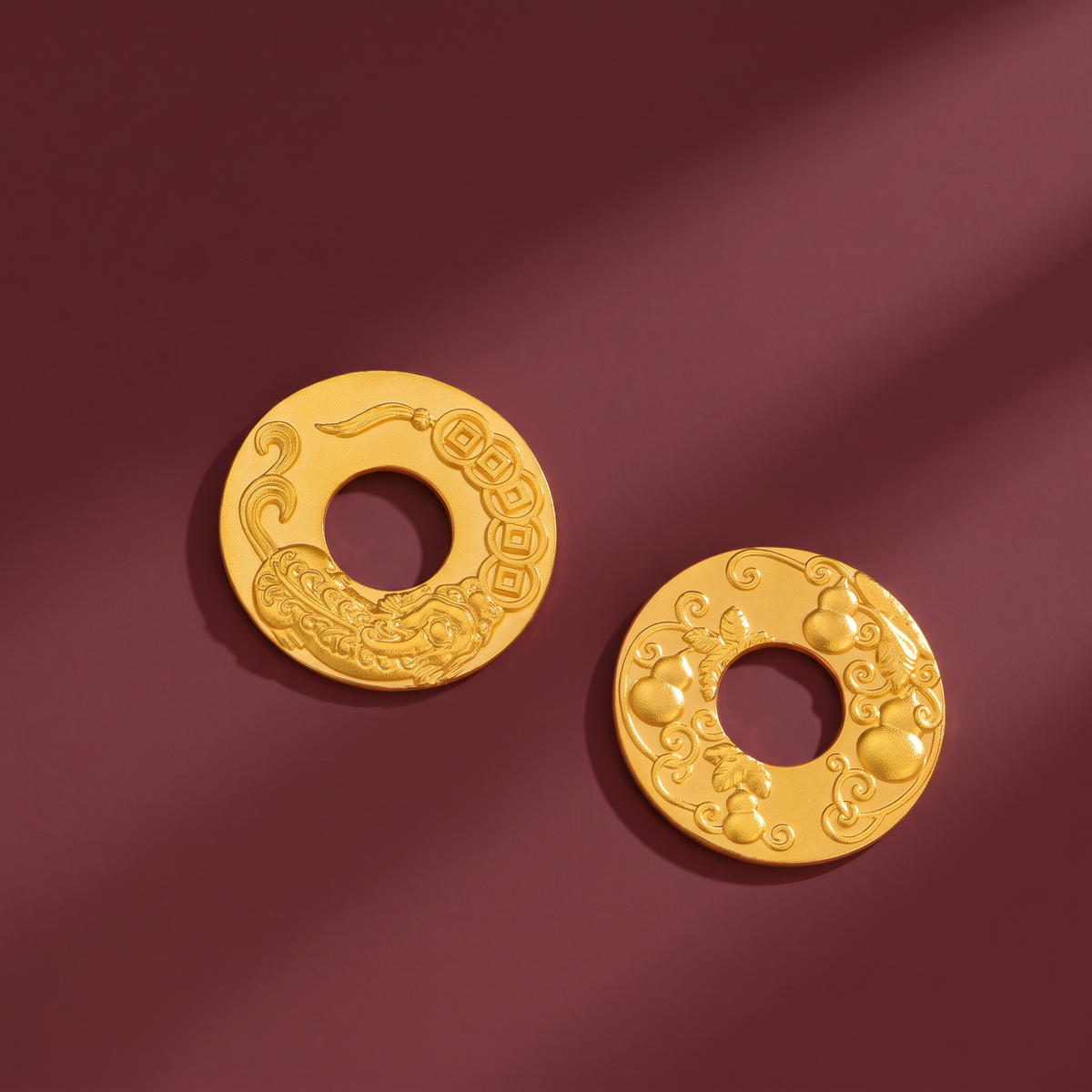 24K Pure 999 Gold D.I.Y Chinese Gourd or Pixiu Coin Charm Pendant Craft