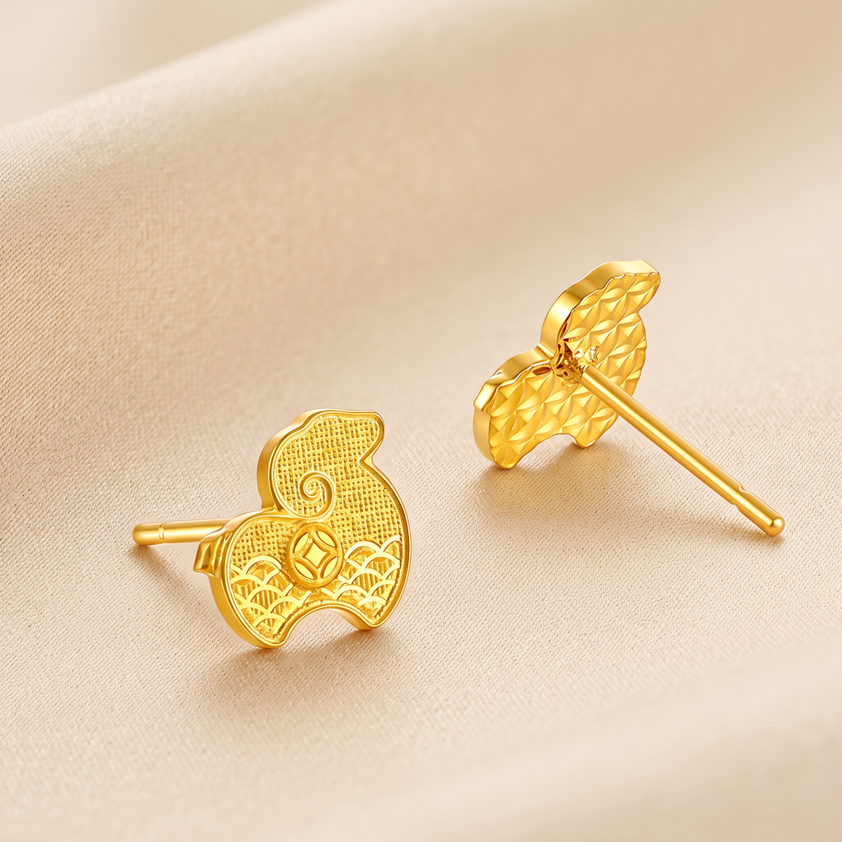 Genuine 24K Gold Sheep Goat Zodiac Stud Earrings