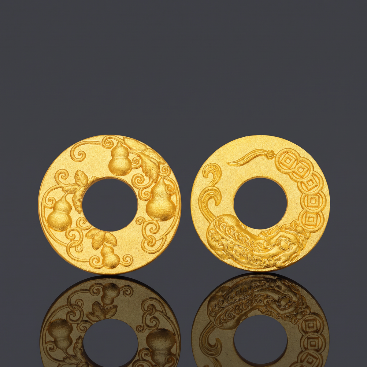 24K Pure 999 Gold D.I.Y Chinese Gourd or Pixiu Coin Charm Pendant Craft