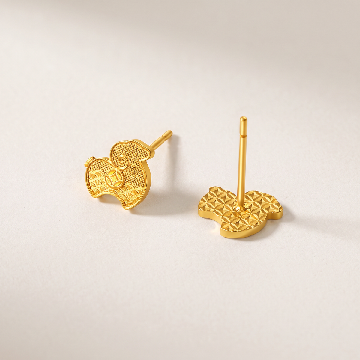 Genuine 24K Gold Sheep Goat Zodiac Stud Earrings