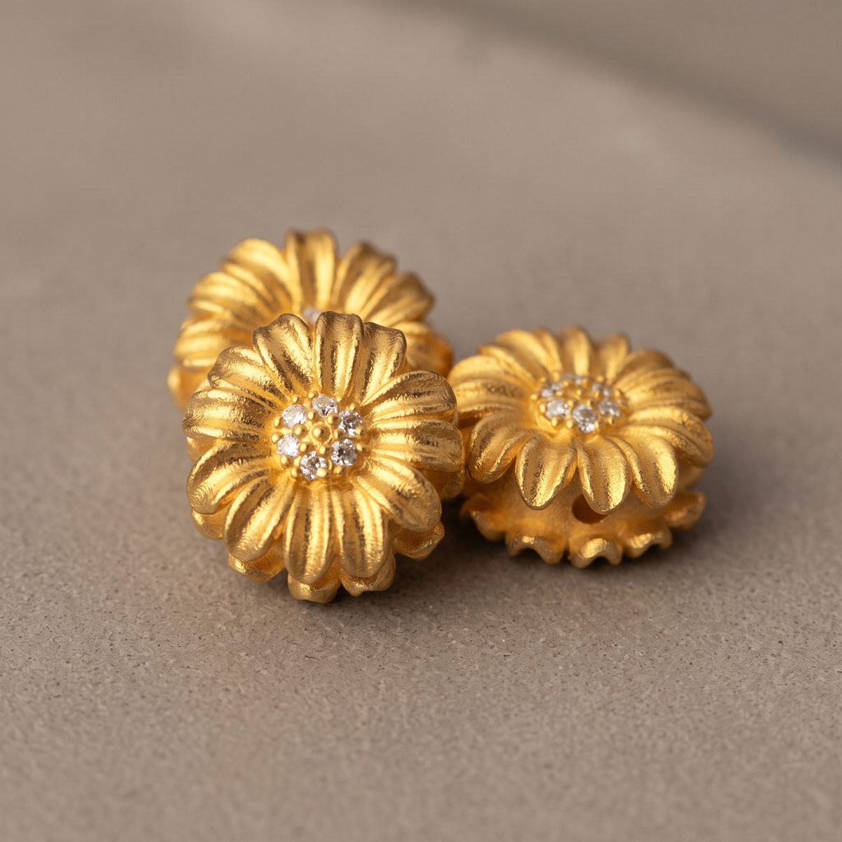 24K 999 Fine Gold Star Mini Daisy Sunflower Flower Lucky Bead Spacer D.I.Y Craft