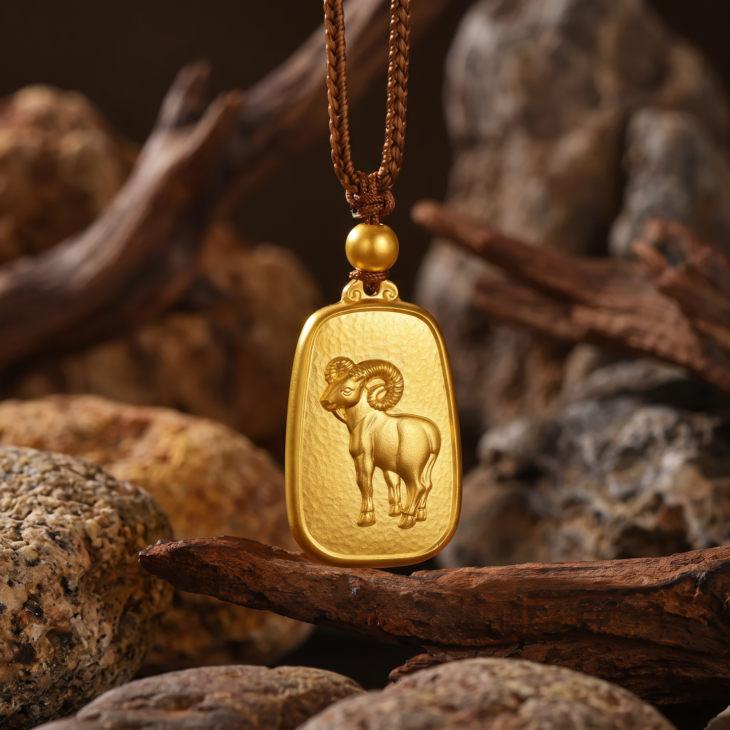 24K Gold Year of Sheep Zodiac Pendant