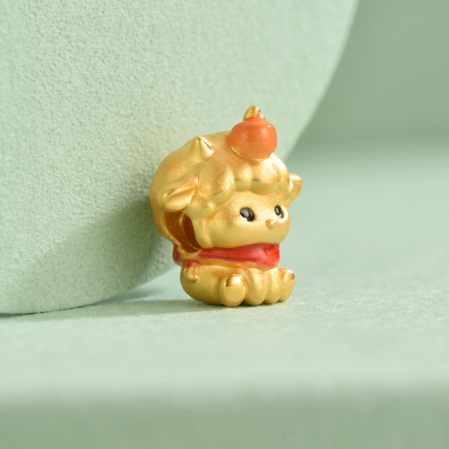 24K 5D Hard Gold Chinese Zodiac Baby Sheep D.I.Y Charm Pendant Spacer