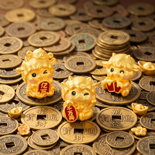 24K Gold Chinese Zodiac Lucky Sheep D.I.Y Charm Prosperity Spacer Bead