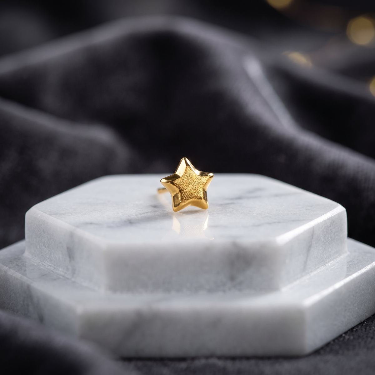 24k 5G Gold Star Ruyi Blessing Bag Stud Earring