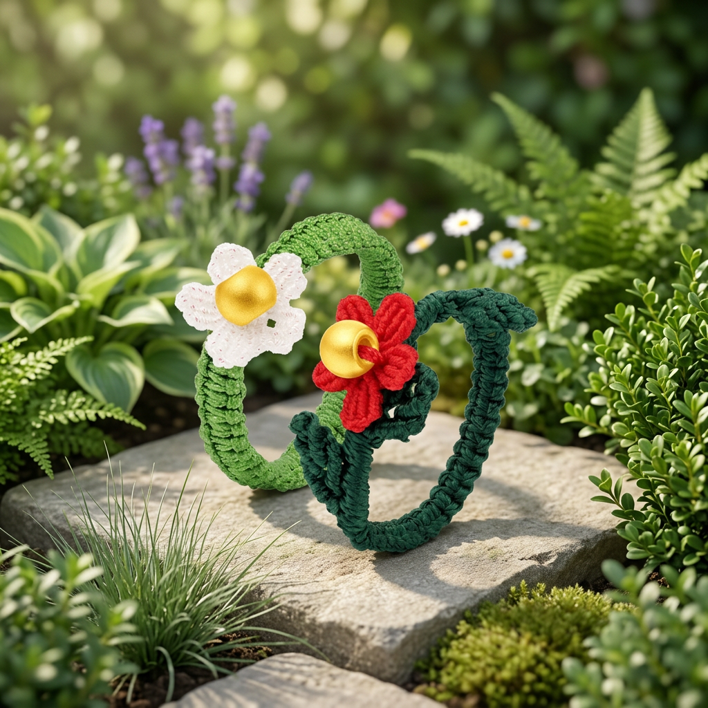 24K Gold Bead Garden Summer Flower Braided Ring