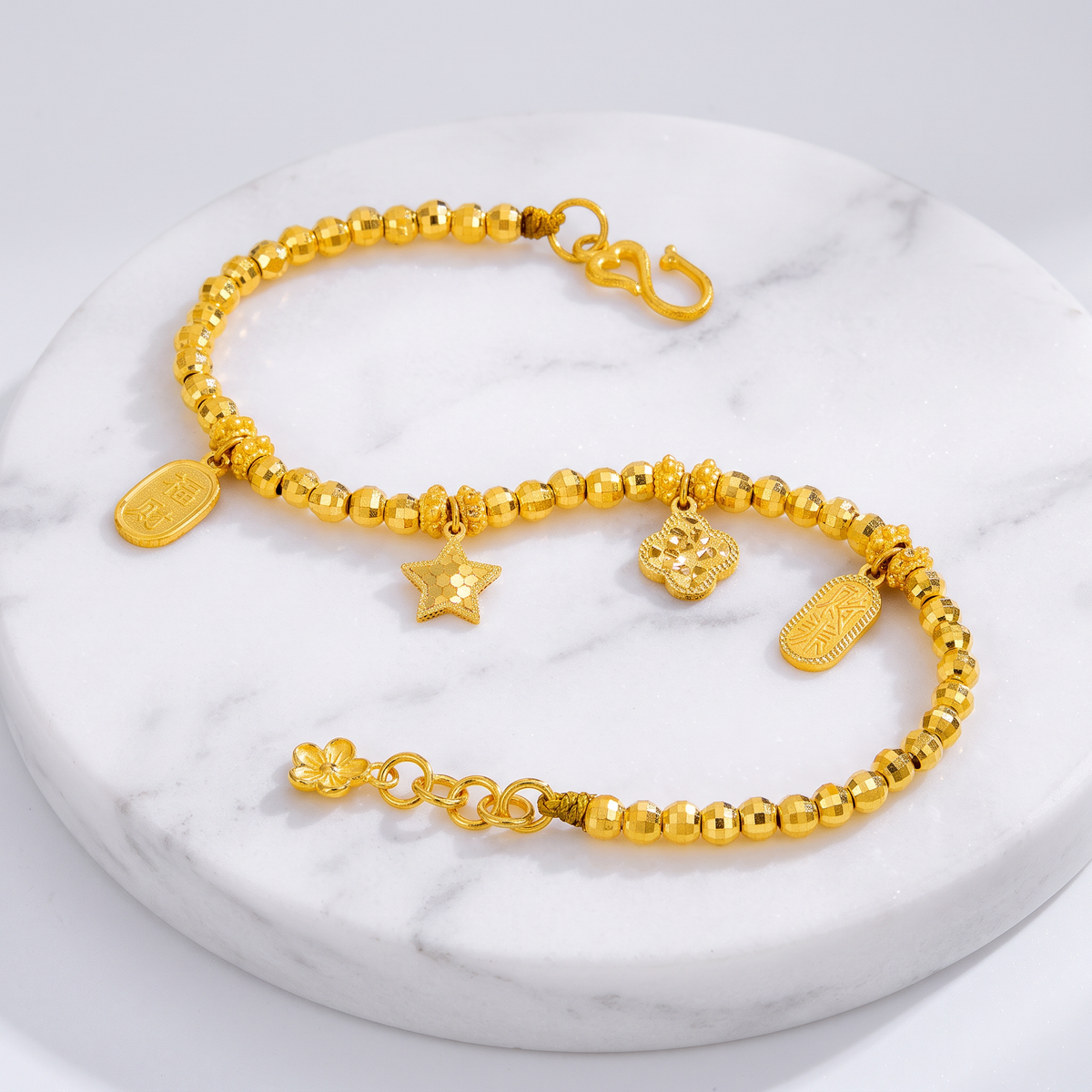 24k 999 Gold Mini Charm D.I.Y Fish Scale Shinning Gourd Star Clover Charms