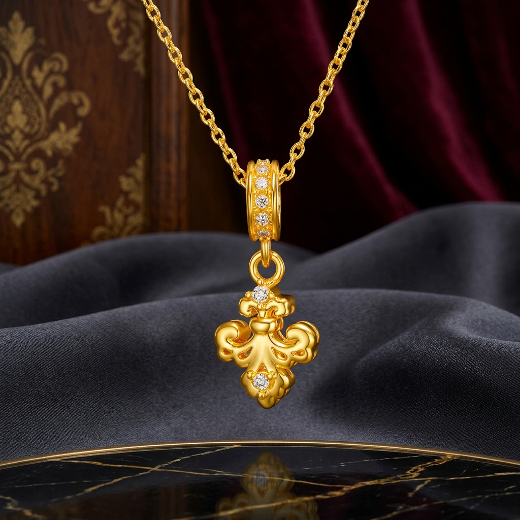 24K 999 Gold Iris Charm Pendant