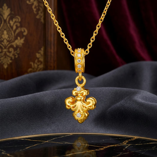 24K 999 Gold Iris Charm Pendant