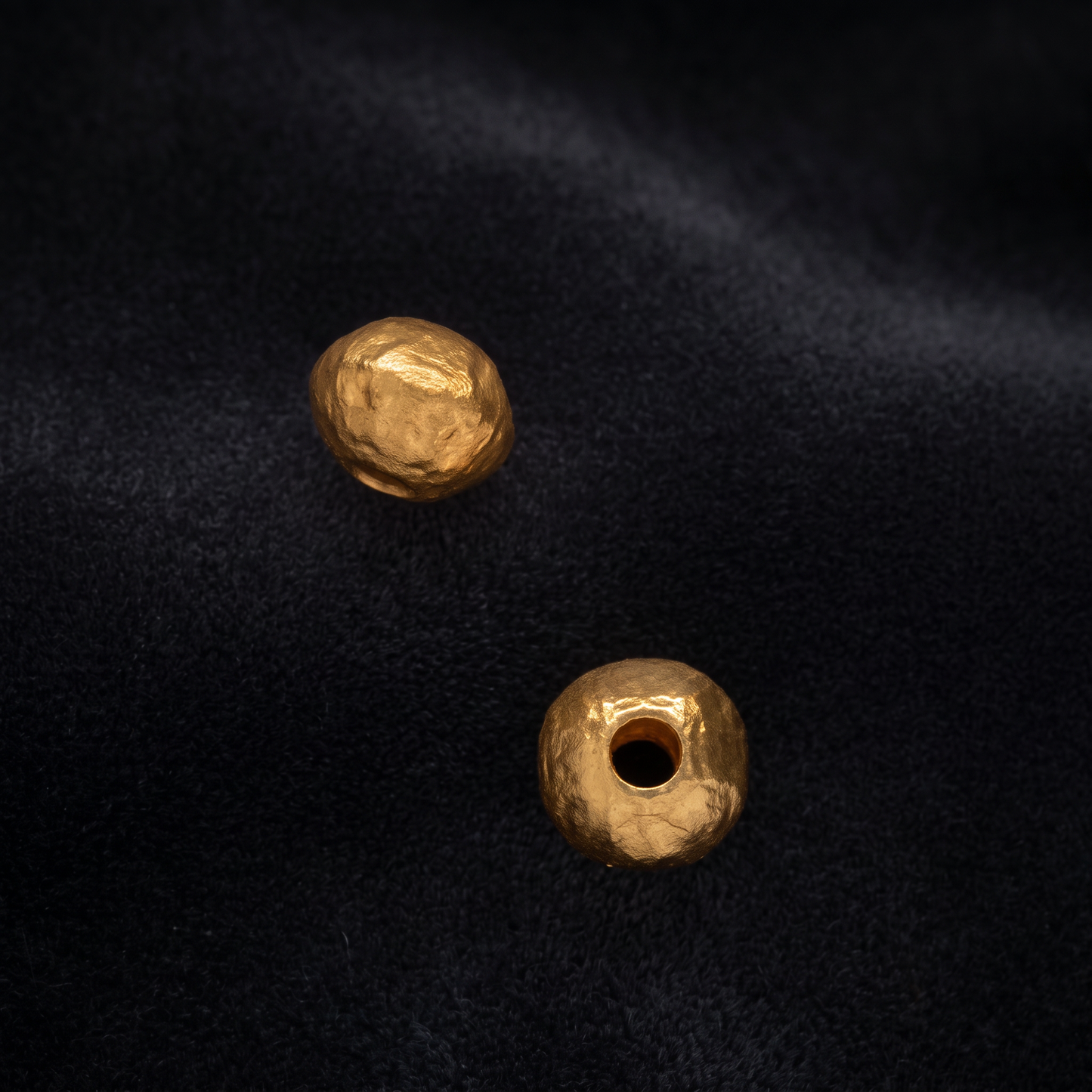 24K 999 Fine Gold Antique-Finish Hammered Disc Minimal Beads D.I.Y Charm Accessories
