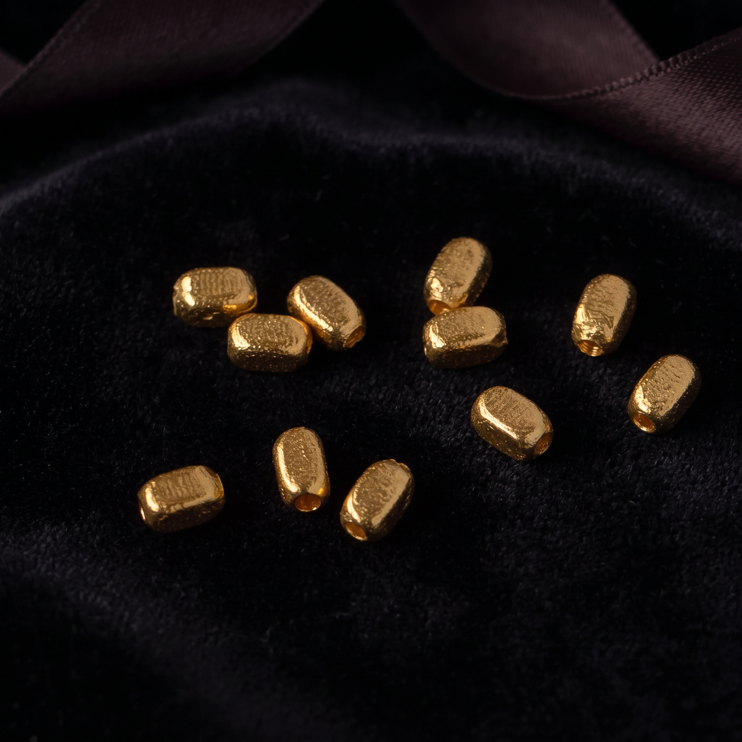 24K 999 Fine Gold Disc Rice Mini Beads D.I.Y Charm Accessories