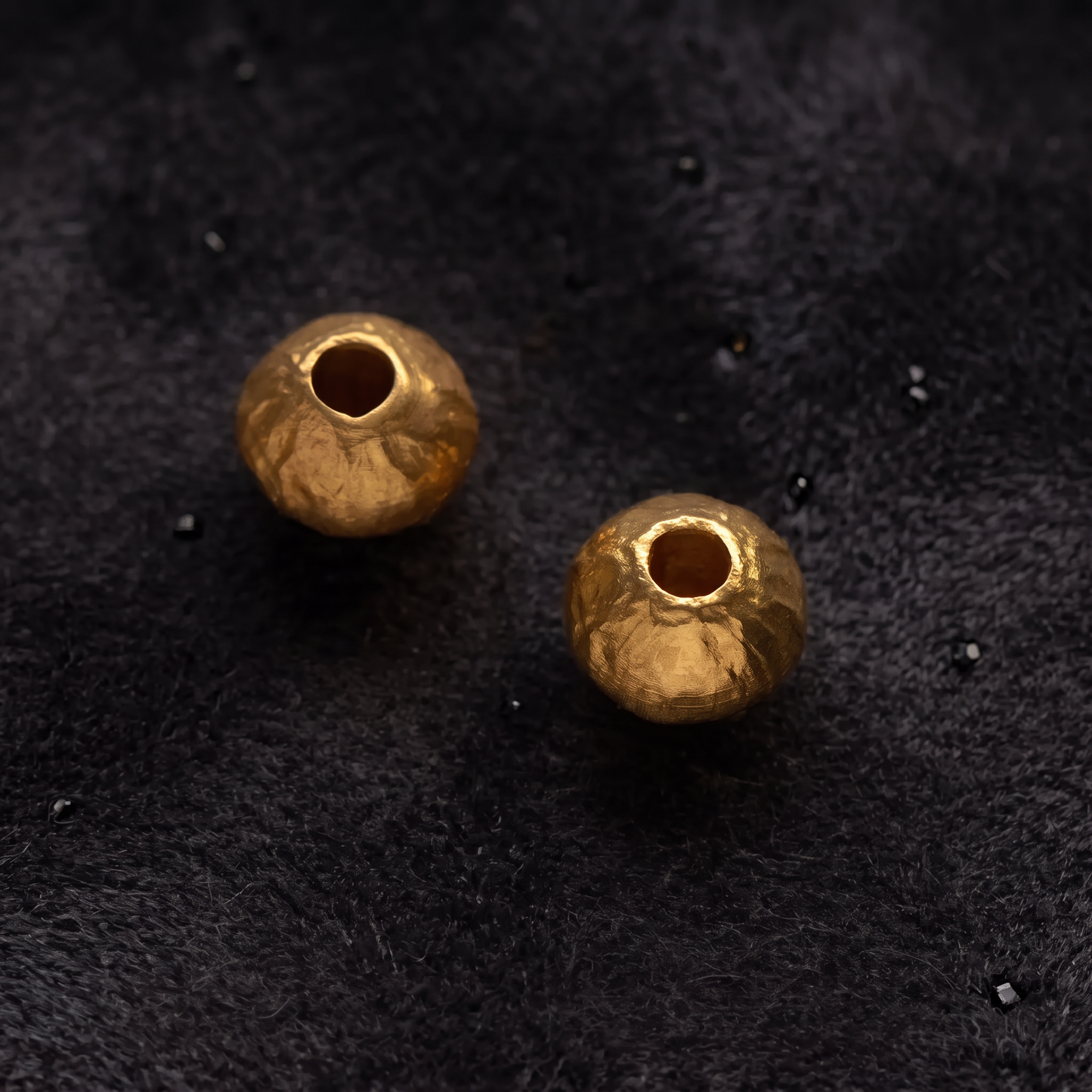 24K 999 Fine Gold Antique-Finish Hammered Disc Minimal Beads D.I.Y Charm Accessories