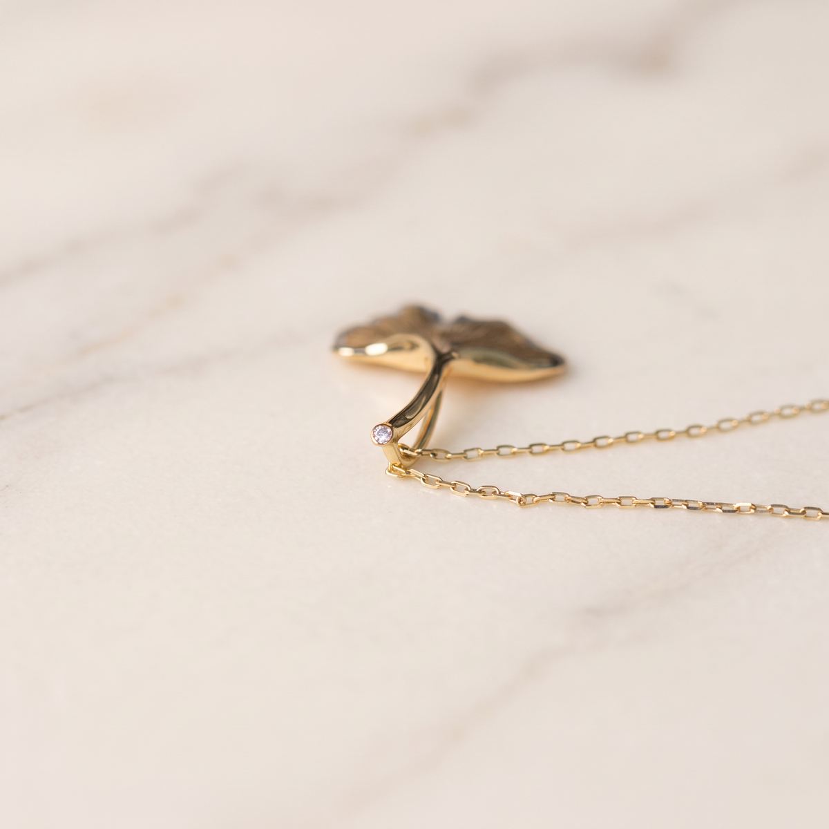18K Gold White Gold Two-Tone Ginkgo Leaf Pendant Diamond Unique Design for Holiday Christmas