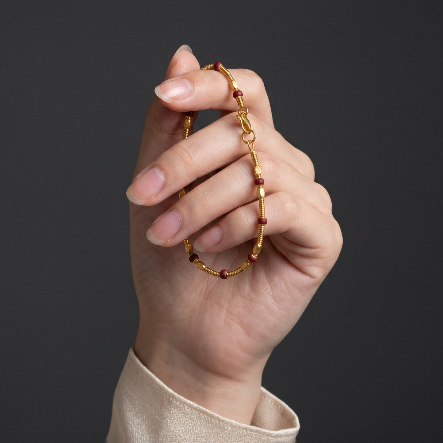 24K Fine 999 Gold Minimal Minimalist Beads Necklace and Bracelet