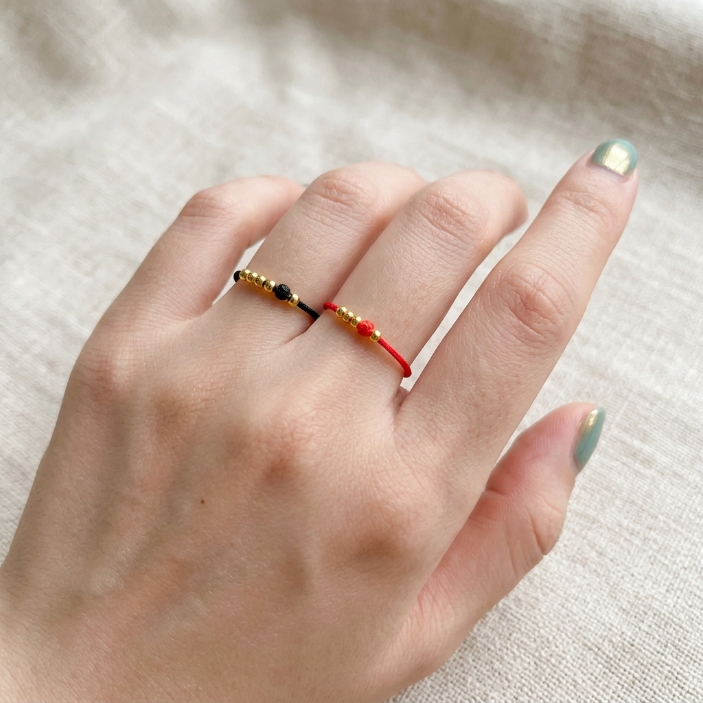 24K 999 Fortune Turning Bead Weaving Couple Men Women Ring