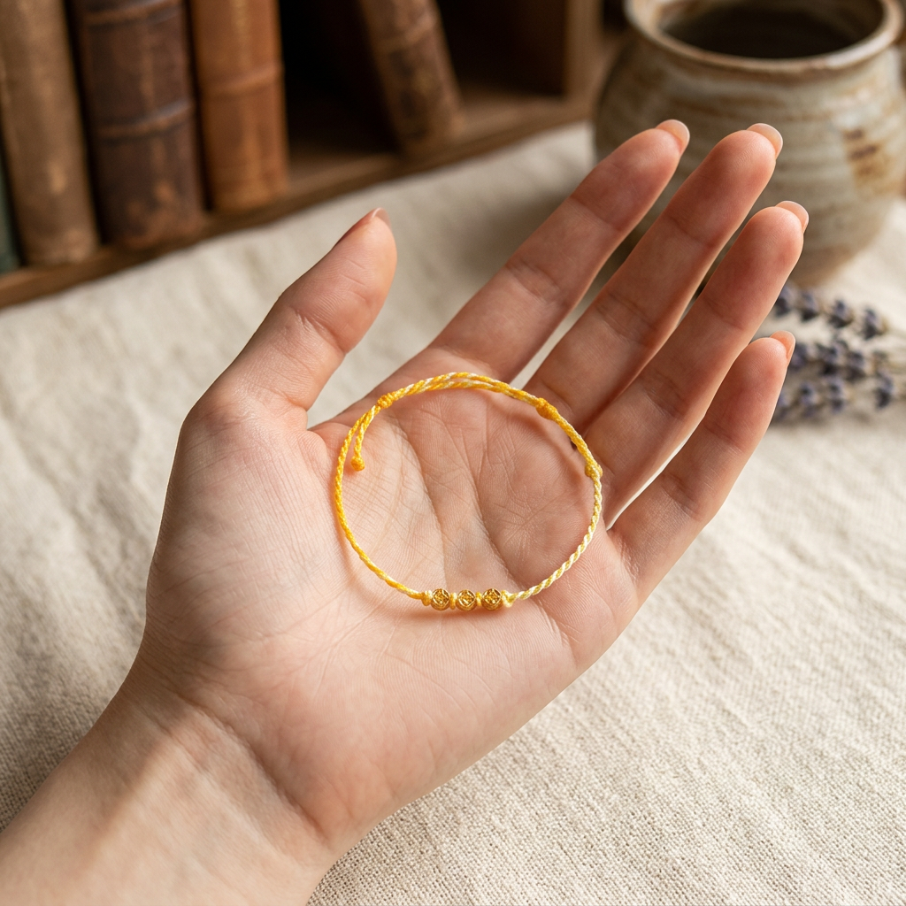 24K 999 5G Hard Gold Mini Chinese Coin Charms Thin Weaving Bracelet