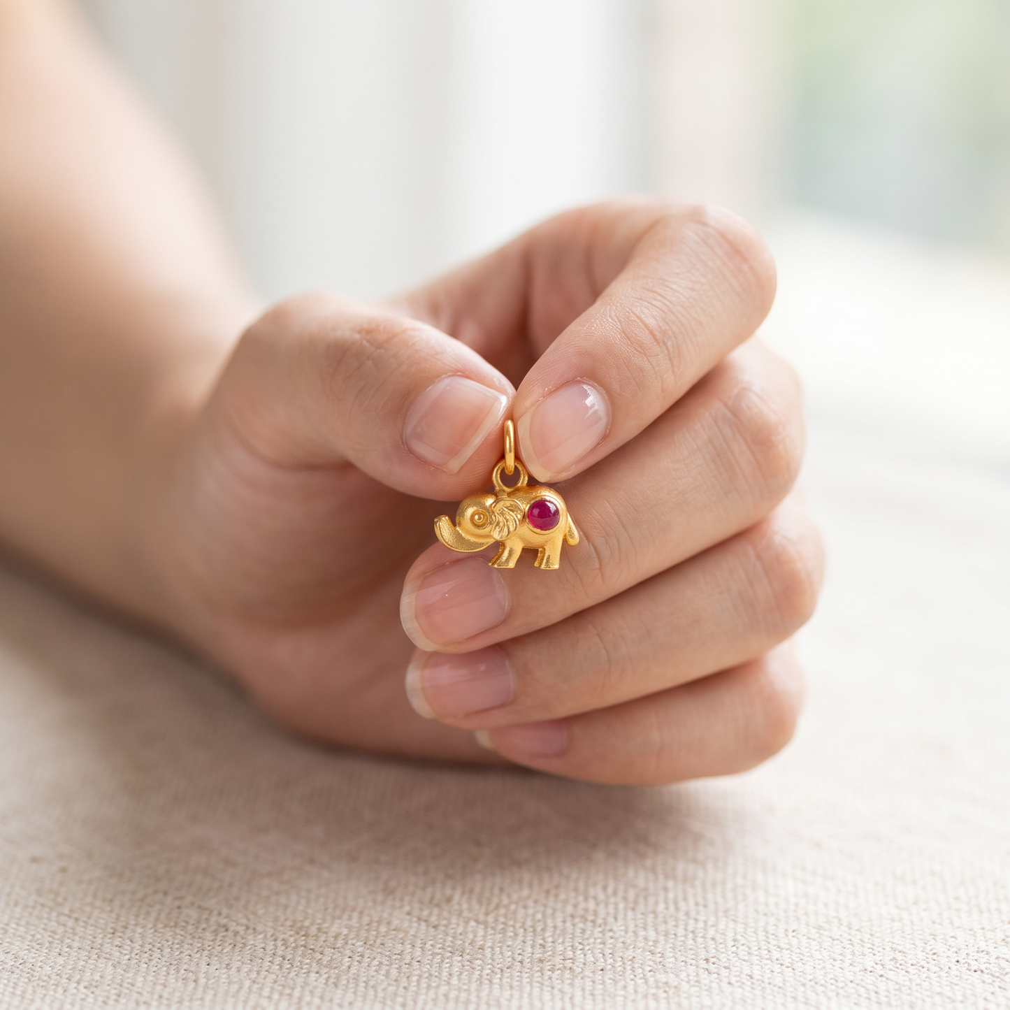 24K 999 Pure Gold Mini Elephant D.I.Y Charm