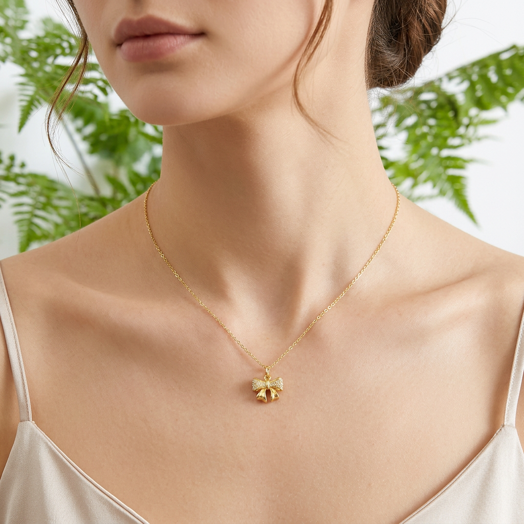 24K 999 Gold Zircon Mini Charms D.I.Y Butterfly Bow Heart Shape