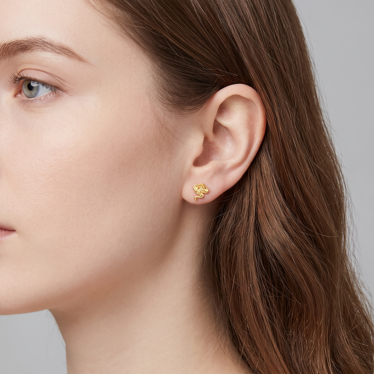 24k Fine Gold Lucky Ruyi Cloud Stud Earrings