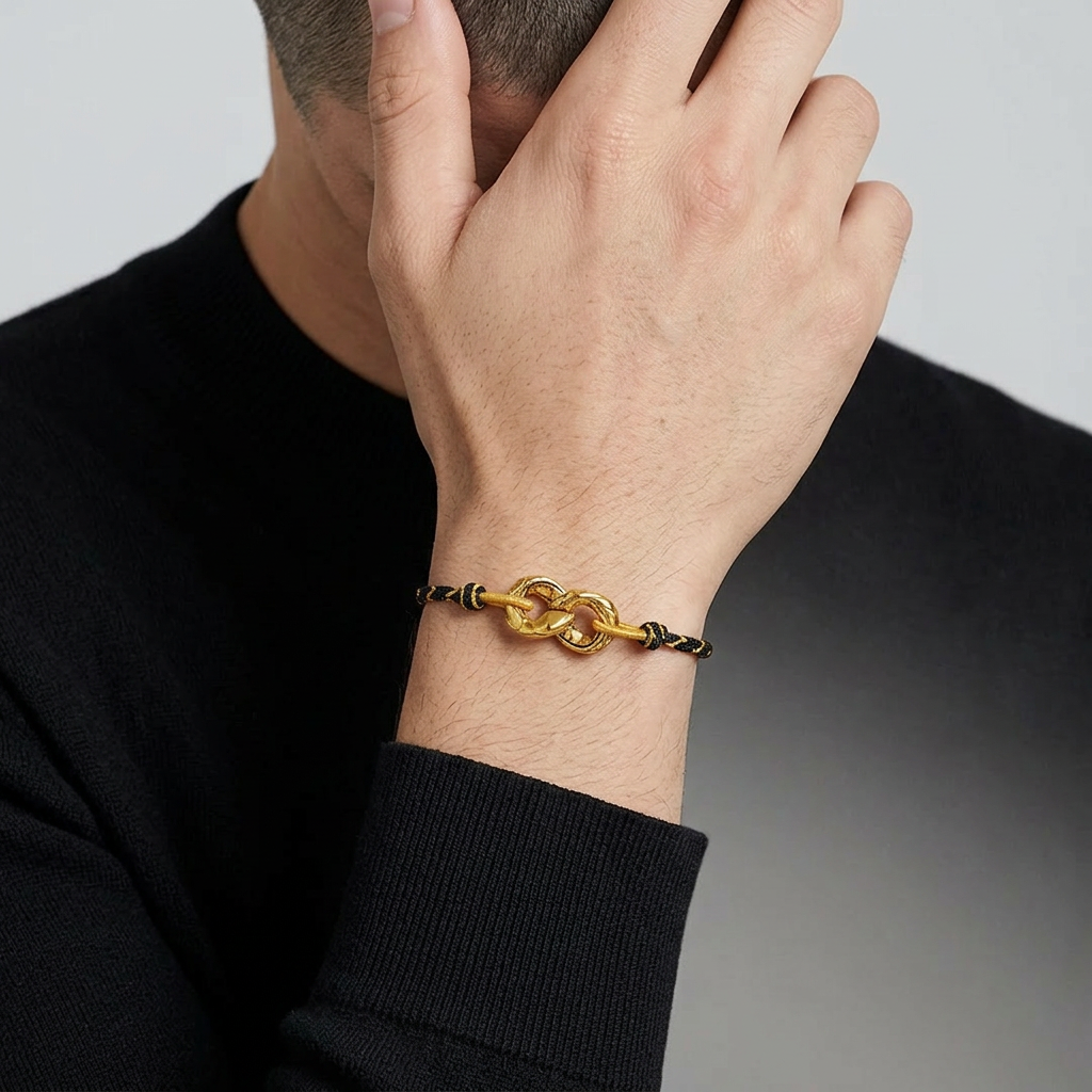 24K 999 Gold Ouroboros Charm Elegant Unisex Bracelet