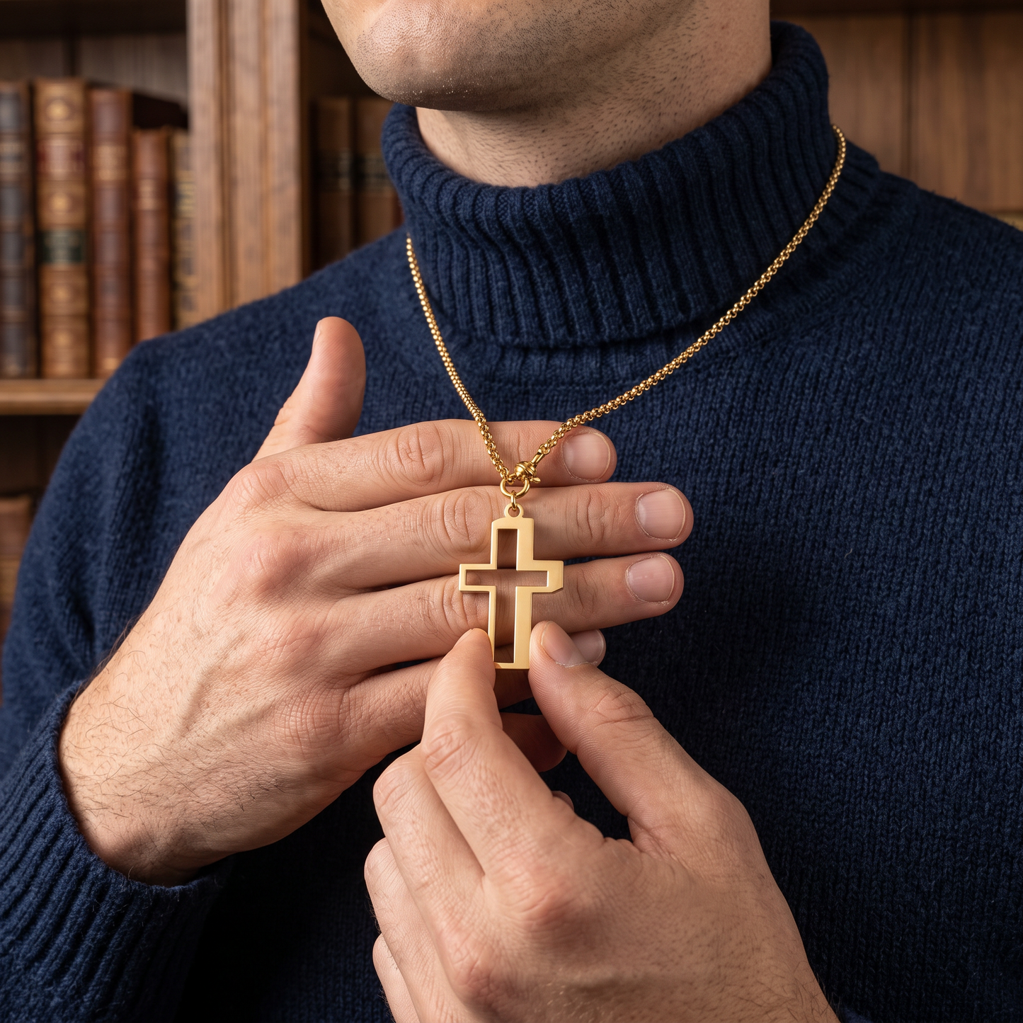 24K 999 Fine Gold Men Women Unisex Cross Charm Minimal Style