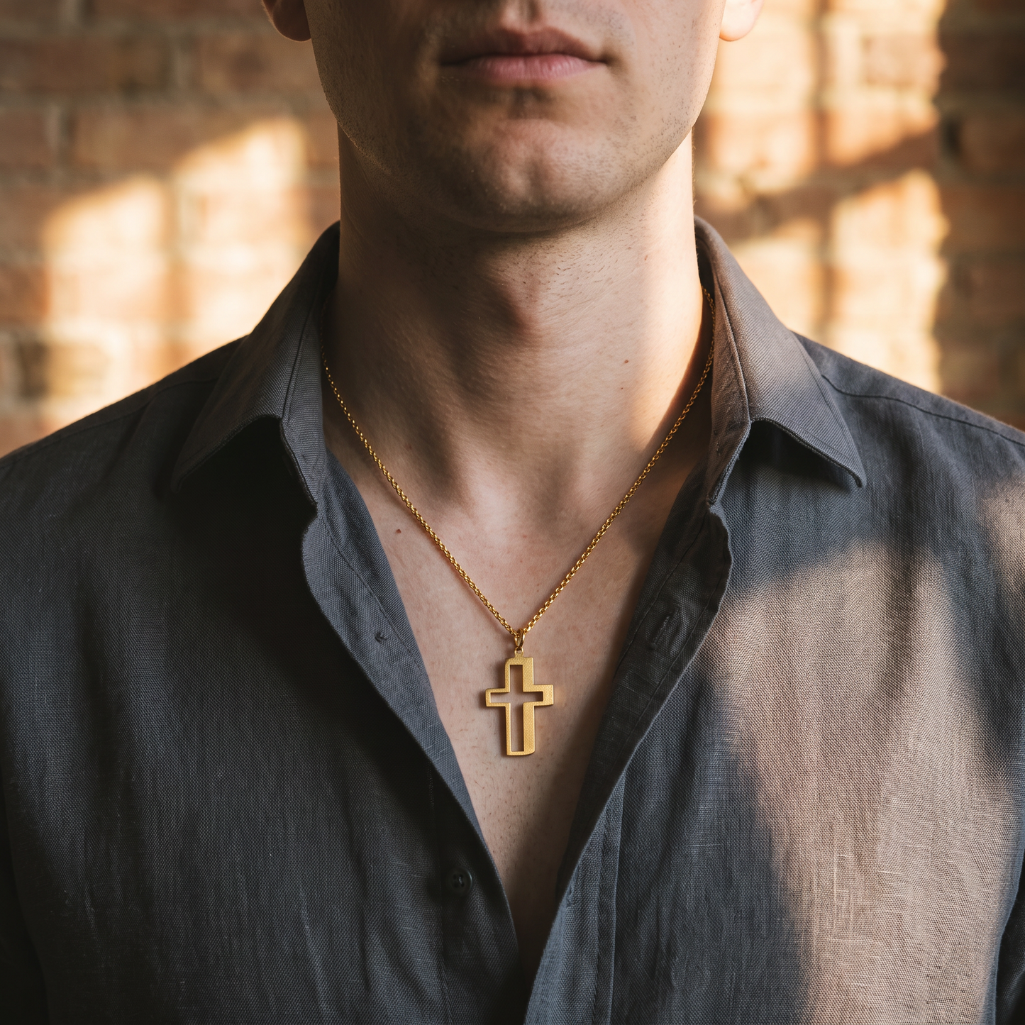 24K 999 Fine Gold Men Women Unisex Cross Charm Minimal Style