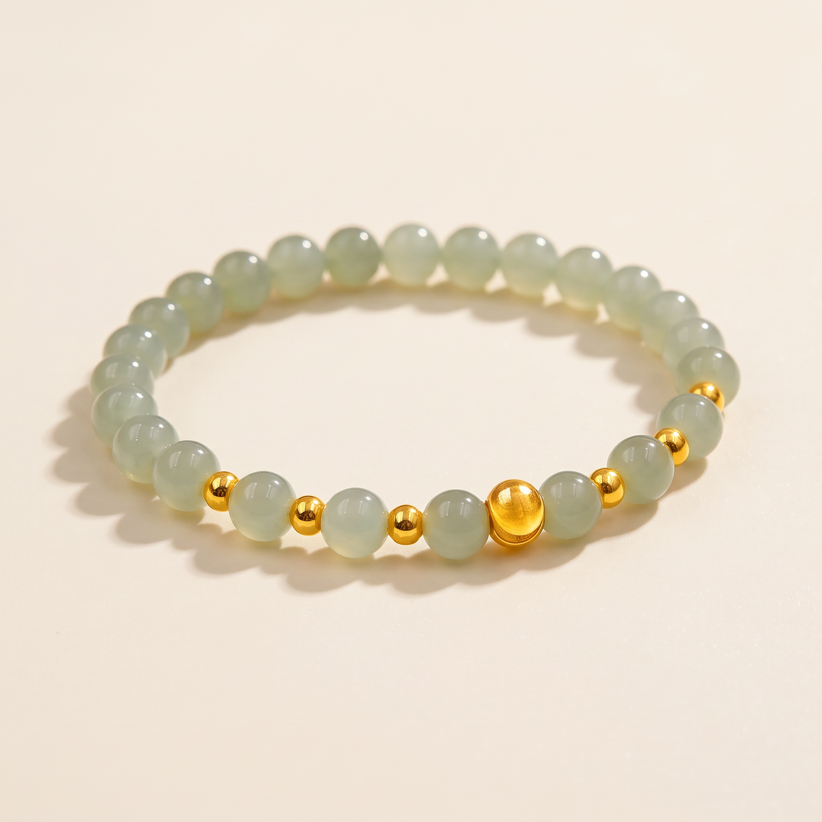 24K 999 Fine Gold Cat's Eye Beads Bracelet Pearl Agate Beads Gift for Girlfriend Wife or Best Friend Birthday