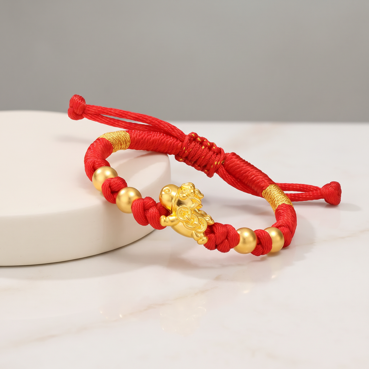 24K 999 Gold Horse Zodiac Charm Woven Bracelet Kid Baby Gift Babyshower Birthday