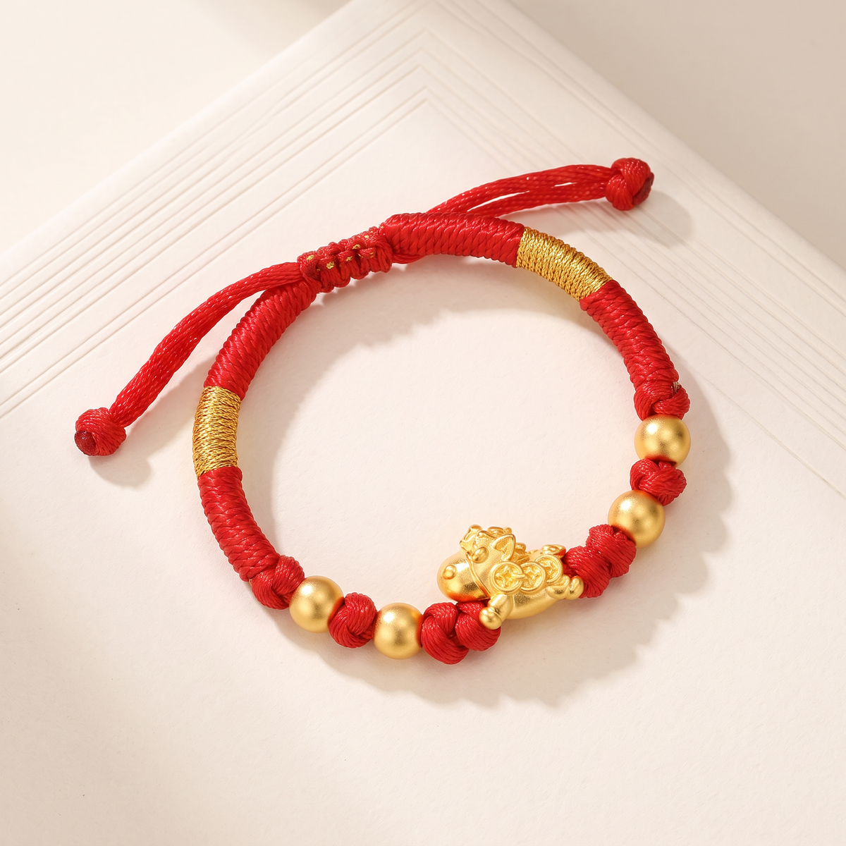 24K 999 Gold Horse Zodiac Charm Woven Bracelet Kid Baby Gift Babyshower Birthday