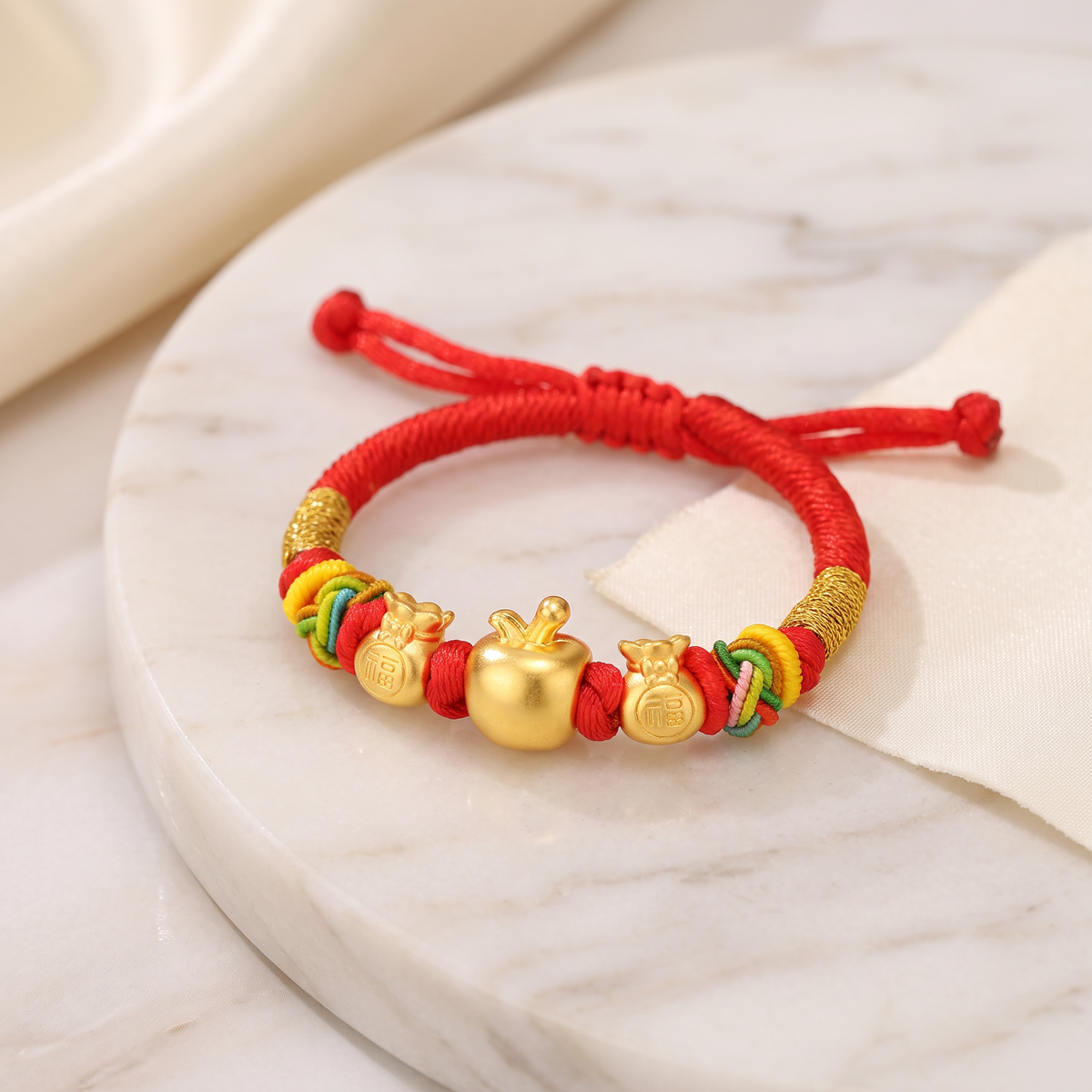 24K 999 Gold Christmas Tree Holiday Reindeer Snowman Charm Woven Bracelet Kid Baby Gift