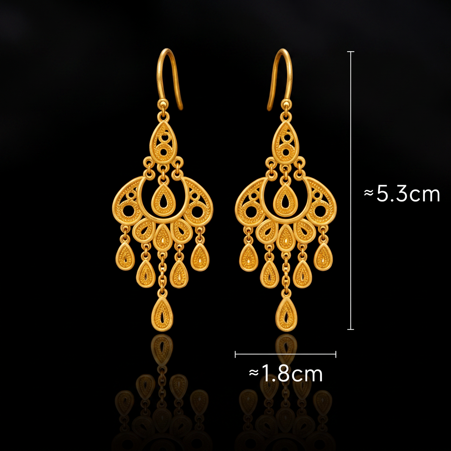 24K 999 Fine Gold Vacation Boho Bohemian Style Hook Earrings