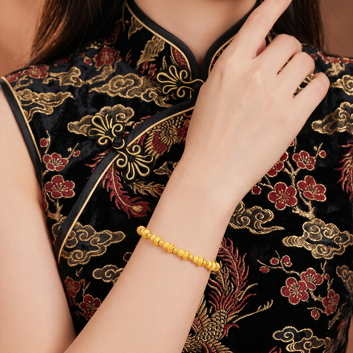 24K Gold Gourd Beads Luxurious Bracelet