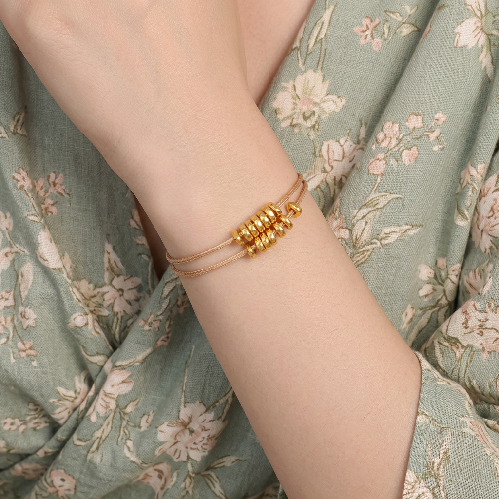 24K 5D Hard Gold Beads Weaving Minimal Bracelet