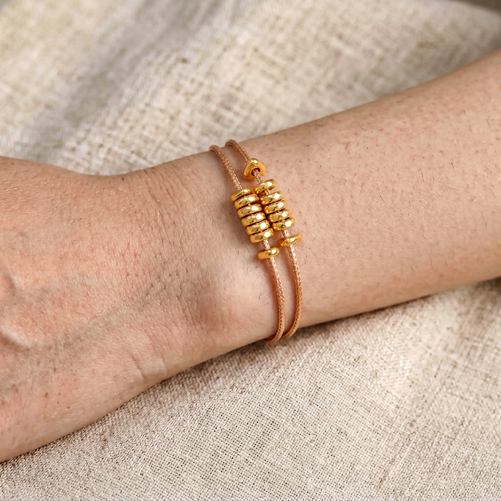 24K 5D Hard Gold Beads Weaving Minimal Bracelet