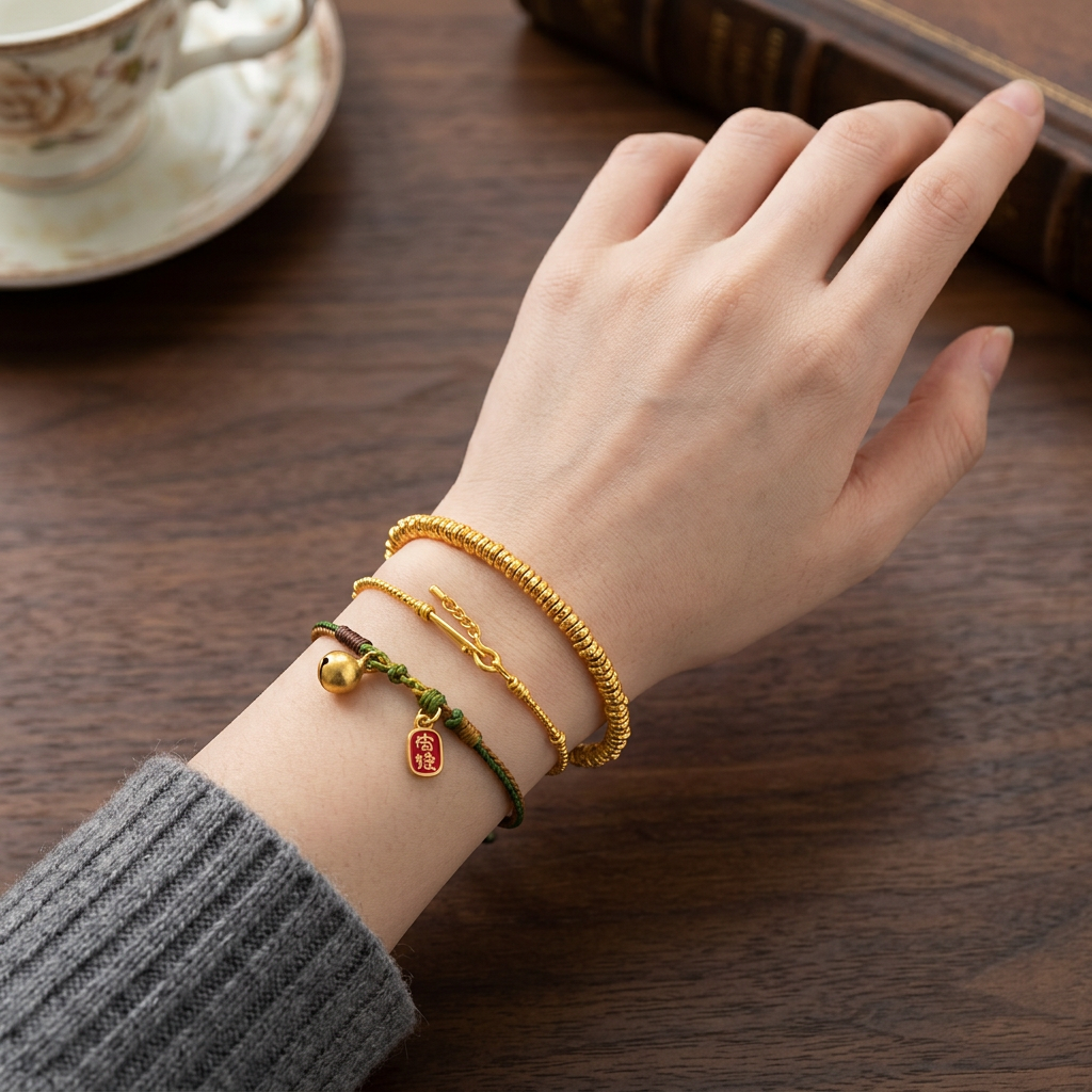 24K 5D Hard Gold Minimal Beads Bracelet