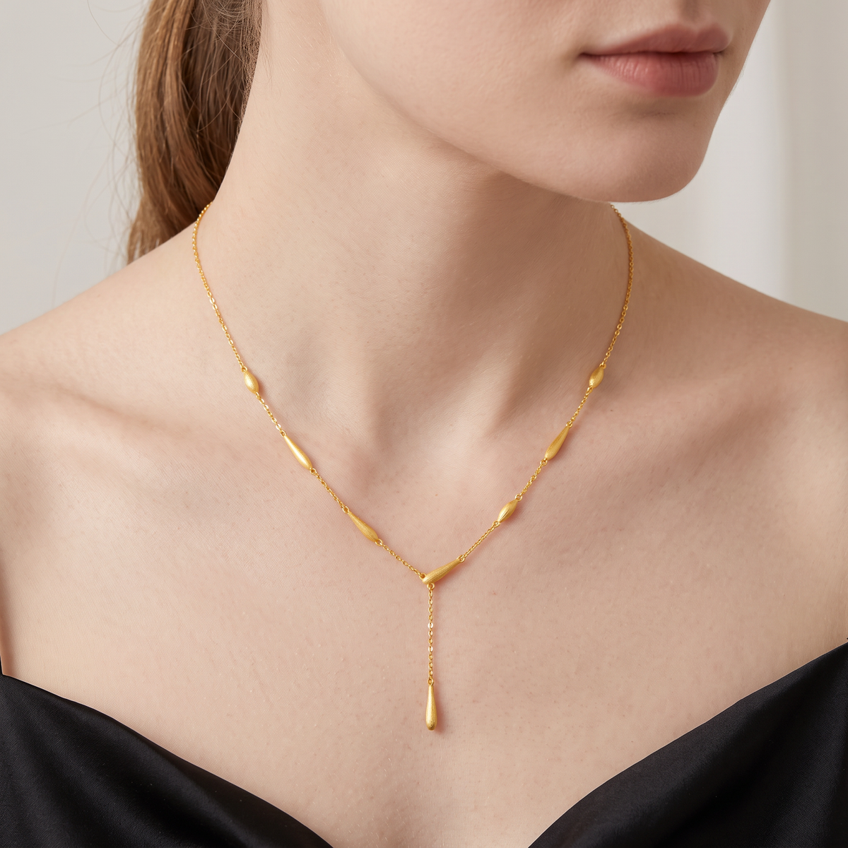 24K Gold Water Drop Charms Necklace