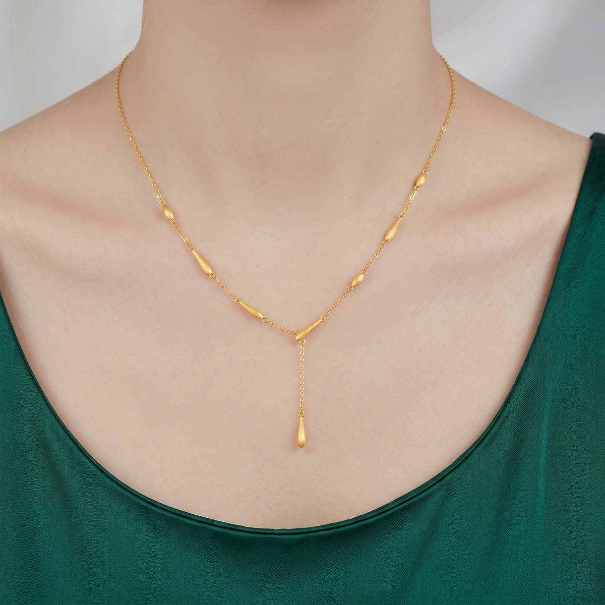 24K Gold Water Drop Charms Necklace