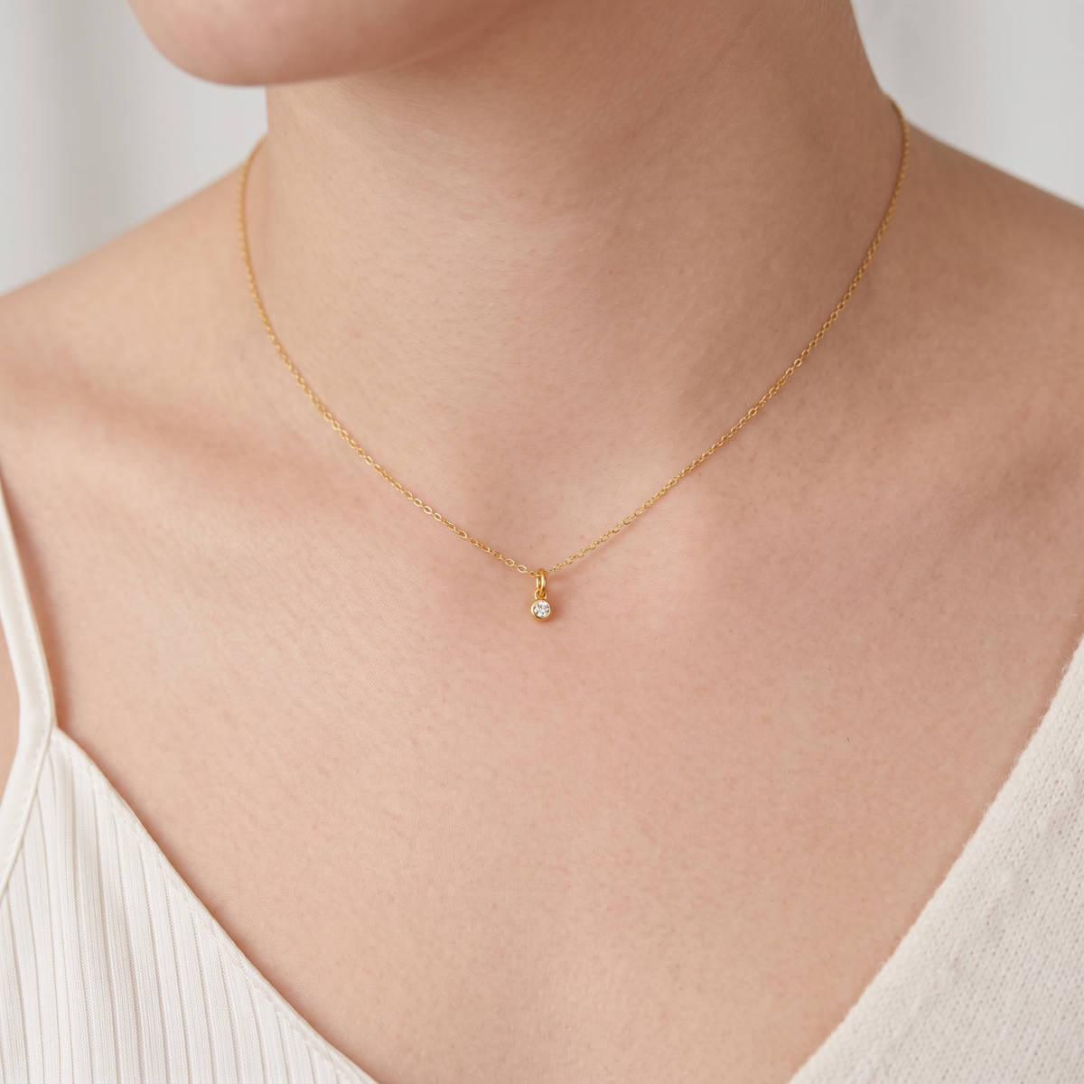 24K Gold Mini Minimal Round Square and Teardrop Charms Pendant