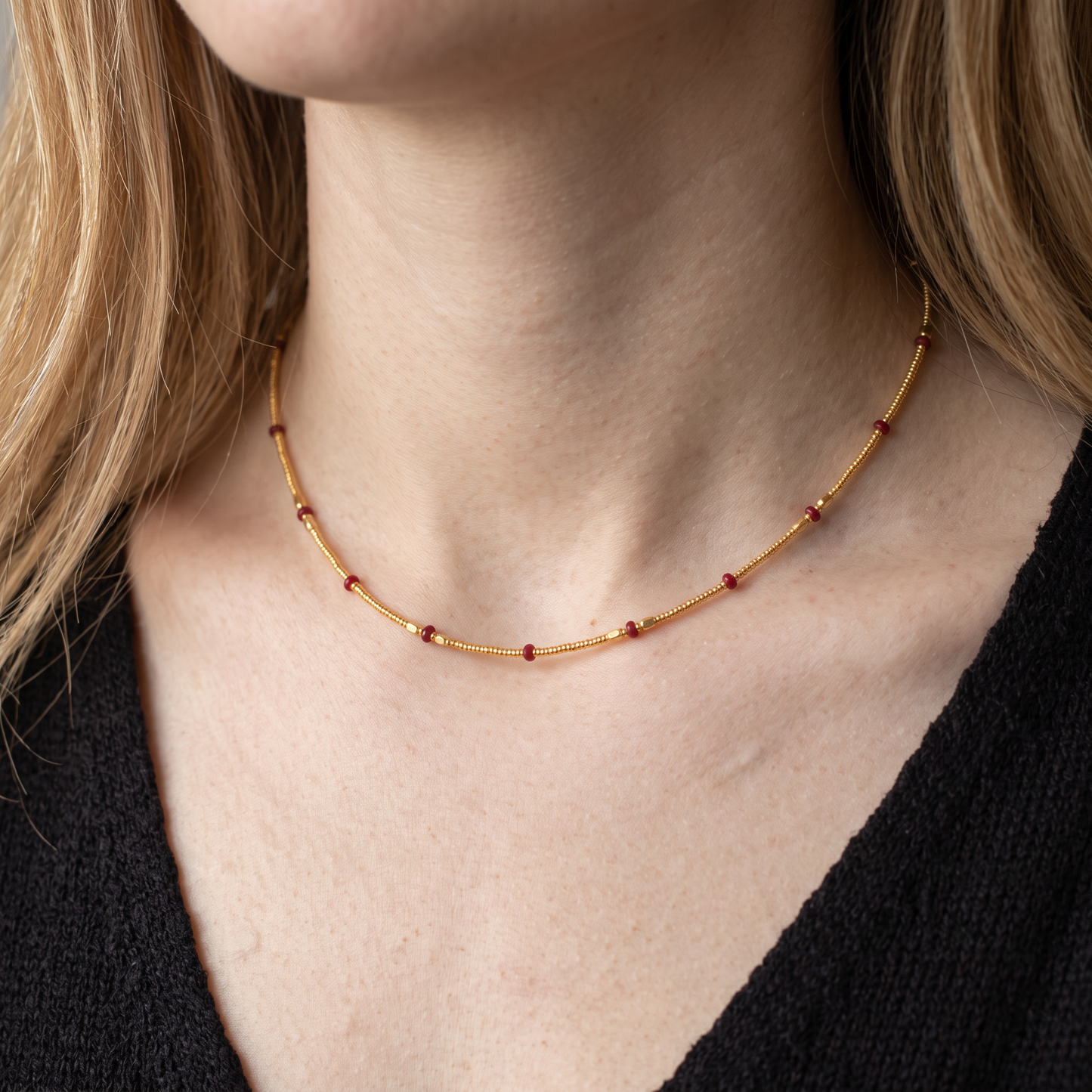 24K Fine 999 Gold Minimal Minimalist Beads Necklace and Bracelet