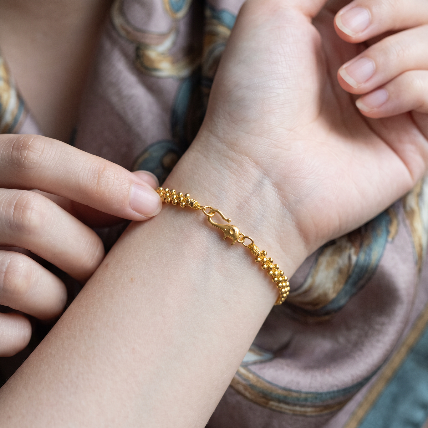 24K 999 Fine Gold 2mm Beads Minimal Style Bracelet