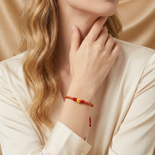 24K 999 Gold Minimal Minimalist Cube Bead Charm Adjustable Bracelet