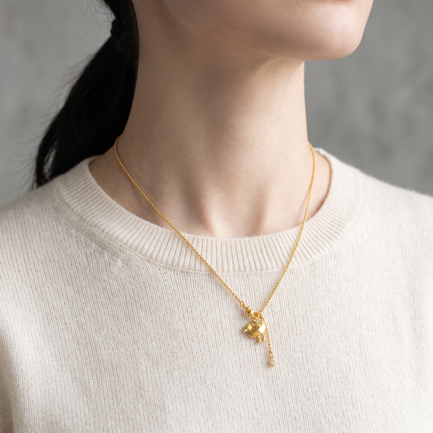 24K 999 Fine Gold Moving Lucky Duck Charm Pendant
